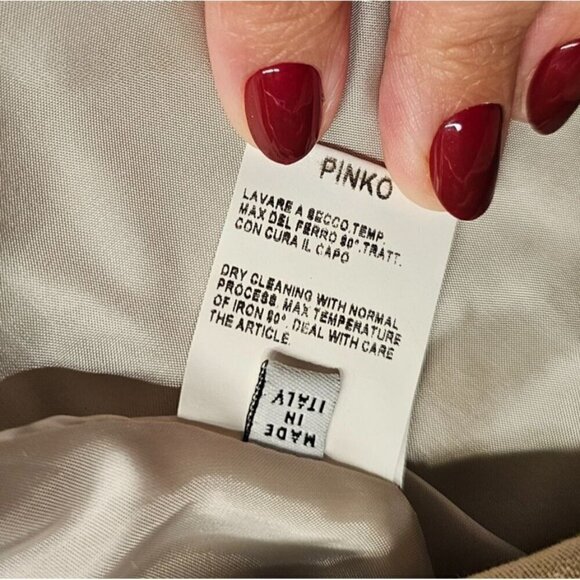 NWT PINKO pavida caban tan beige short 3/4 sleeve jacket made in Italy size 6 - Picture 10 of 12